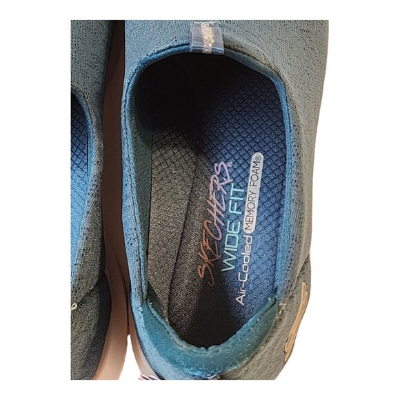 SKECHERS - 8.5W WOMENS ULTRA FLEX - PURE SPARK SLIP ON SHOES Blue Teal - Picture 6 of 13